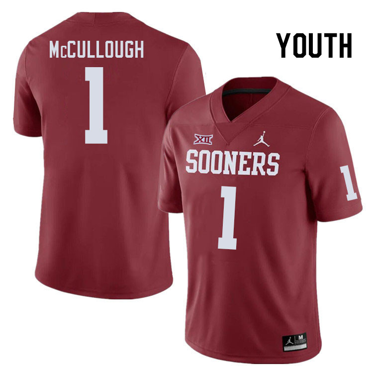 Youth #1 Dasan McCullough Oklahoma Sooners College Football Jerseys Stitched-Crimson
